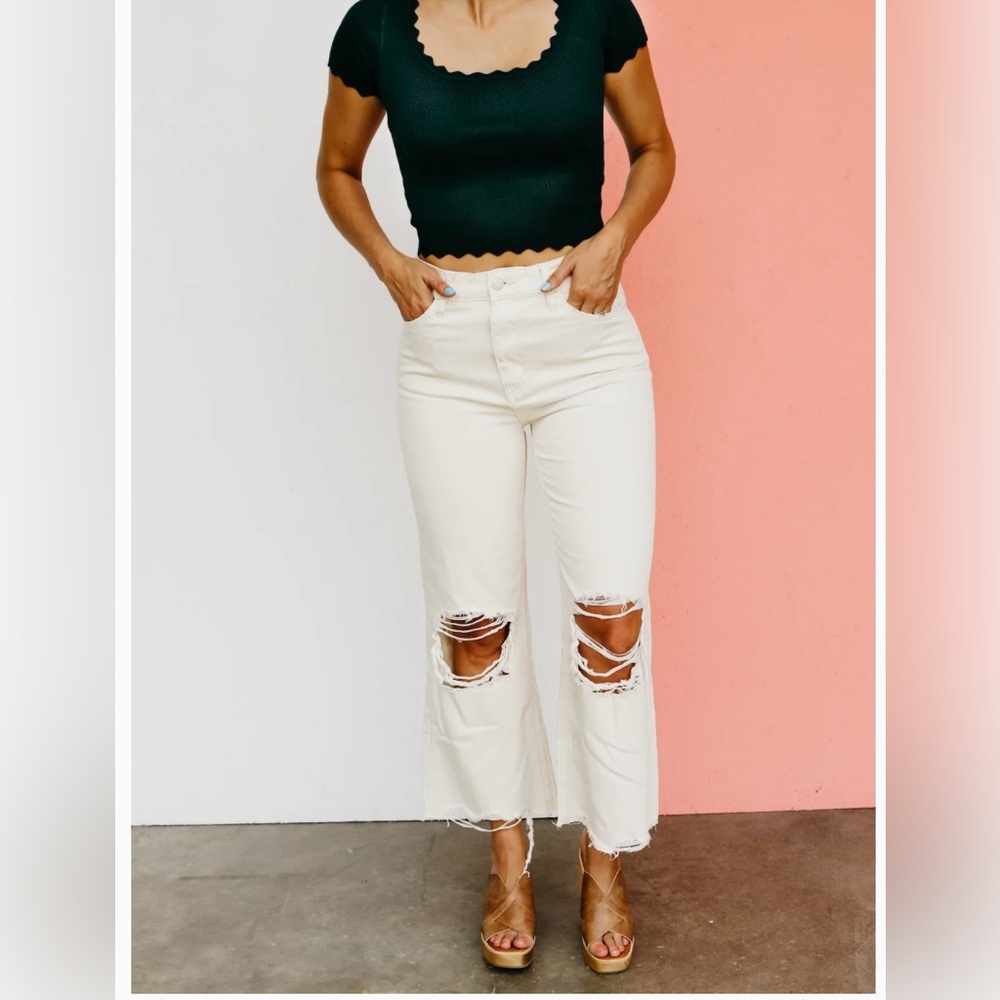 Cream Vervet denim wide leg pants, never worn!